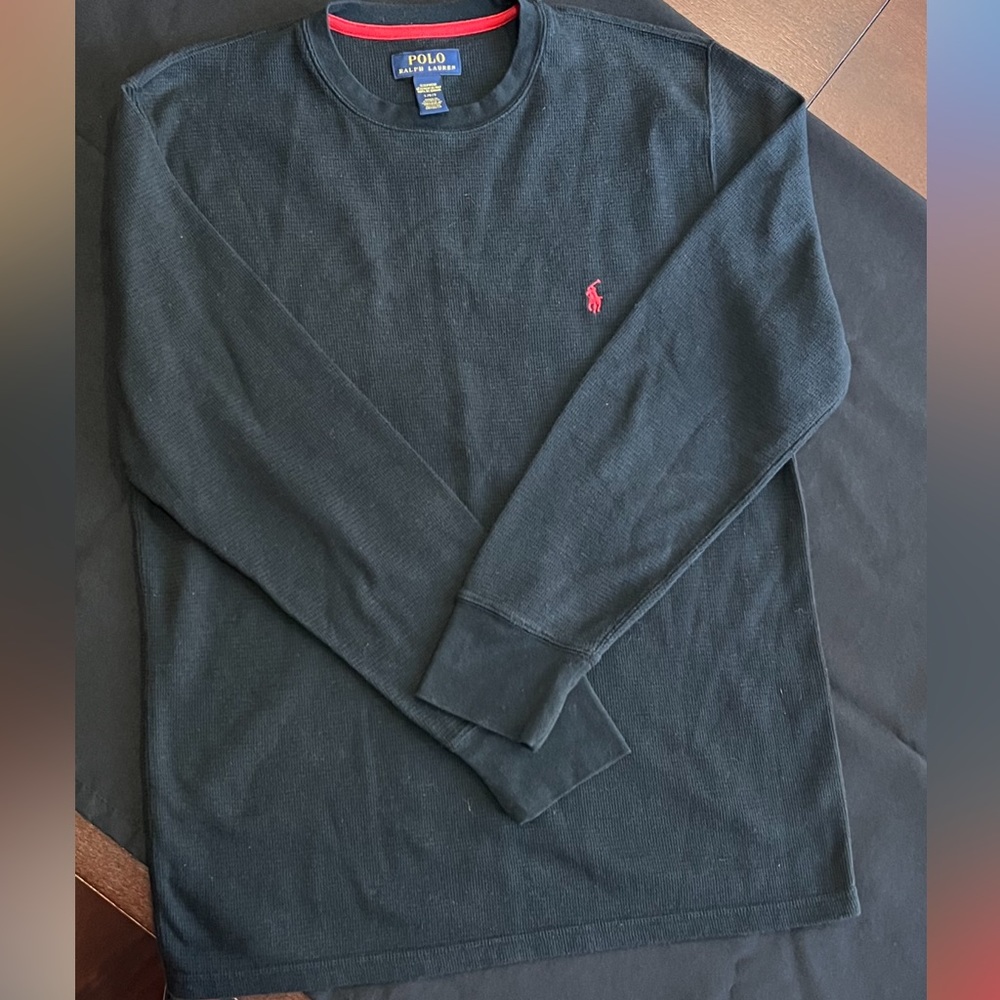 Men’s black polo long sleeve with red accents, size large! - Picture 5 of 5